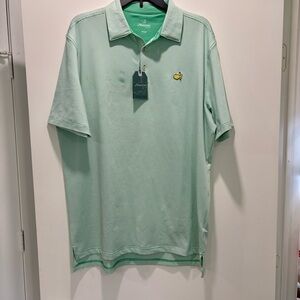 NEW Masters Tech Performance Apparel Golf Polo Shirt Mens Size L Green Striped